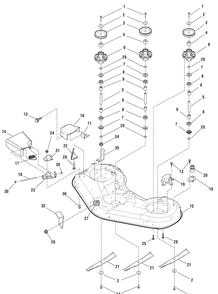 52" Mower Deck - Housing And Arbor Group (7501423) Diagram and Parts List for 107289920-7800514,ZTS6000 2009 Briggs and Stratton Lawn Tractor Accessories